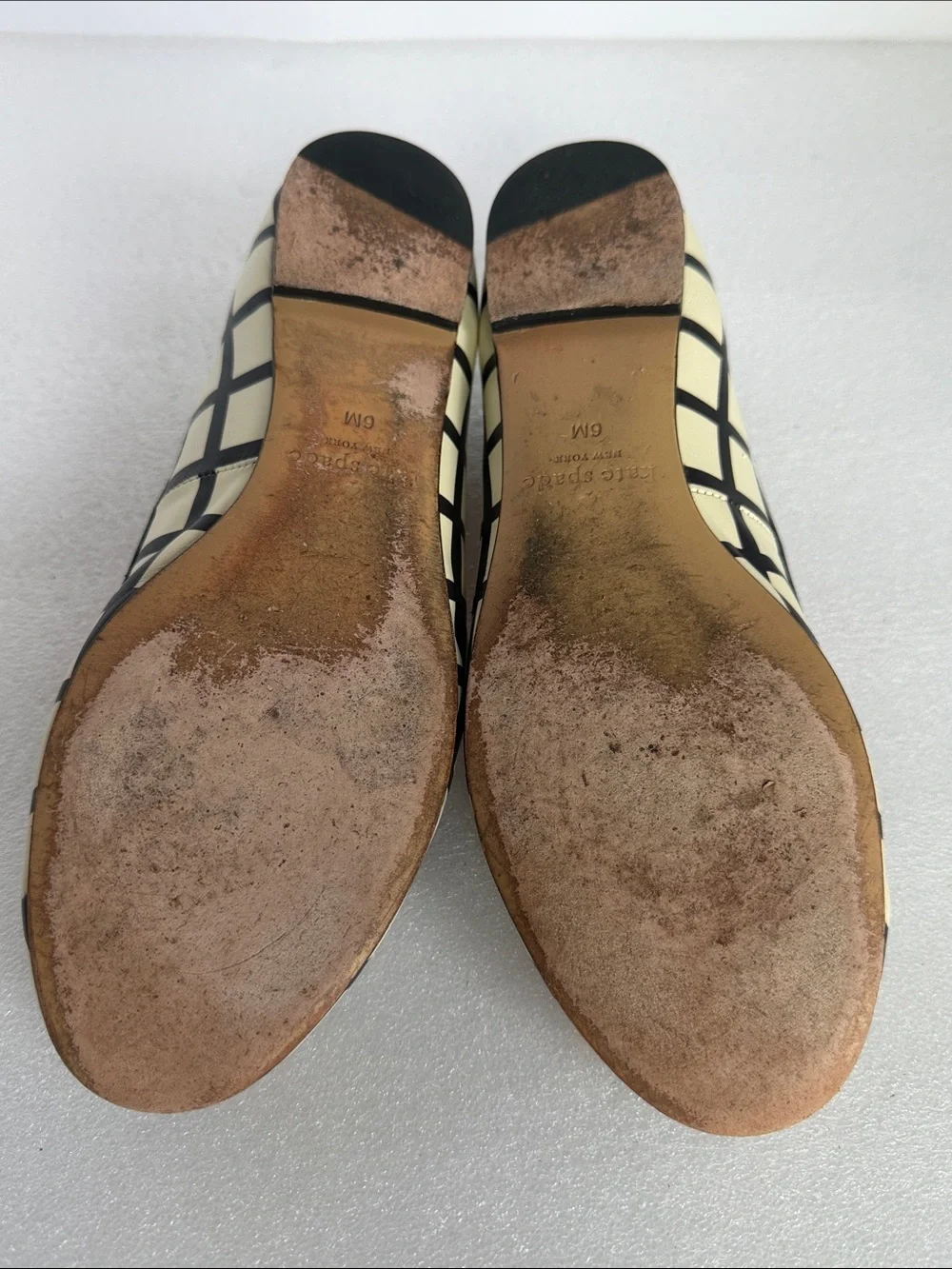 KATE SPADE New York Willa Bow Ballet Flats Ivory Black Leather Size 6 Women’s